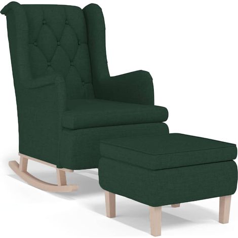 Maison Exclusive - Schaukelsessel mit Hocker Dunkelgrün Stoff (1/5)