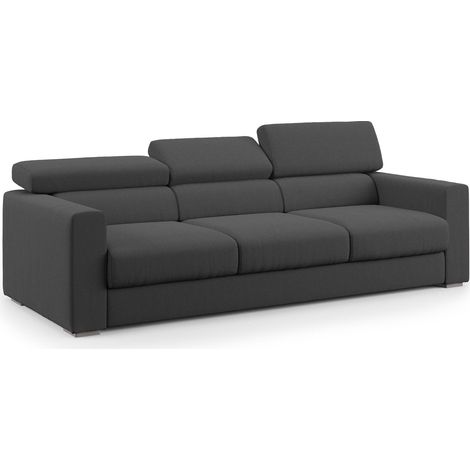Dylan Divano a 3 sedute con estraibile a cassettone in tessuto simil cotone impermeabile T13 240 cm antracite