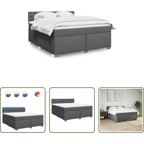 Matratze - Boxspringbett mit Matratze Dunkelgrau 180x200 cm Stoff (1/5)