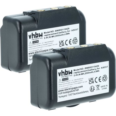vhbw 2x Akku Ersatz für IMET WBH04.965, AS037 für Industrie-Funkfernsteuerung Fernbedienung (2000 mAh, 2,4 V, NiMH) - Schwarz