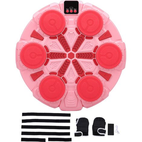 BUNTHAUS Machine de Boxe Musicale Intelligente Murale - 5 Vitesses, Modes de Rythme Amusants, Cible de Frappe Électronique Bluetooth avec Lumières LED pour la Maison (Édition Rose) (1/5)