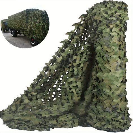 Filet de camouflage polyvalent, filet de camouflage, filet caché, pour la chasse, le camping, le tir, la décoration de fête, pare-soleil, 3 m x 5 m (1/5)