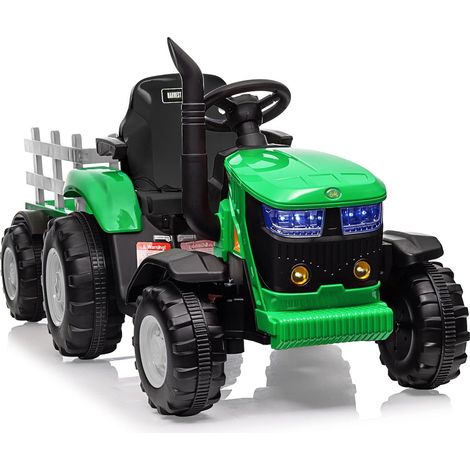 Tracteur Électrique 12V pour Enfants avec Remorque Amovible, Télécommande, Bluetooth, LED, 2 Moteurs 35W, 3 Ans+ (1/5)