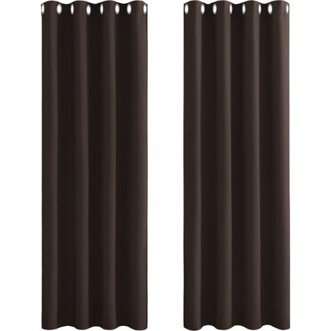 Verdunkelungsvorhänge für Schlafzimmer – doppelt wärmeisolierter Fenstervorhang für Zuhause/schwerer, fester Stoff für, 2er-Set, B 140 x H 240 cm, Braun (1/4)