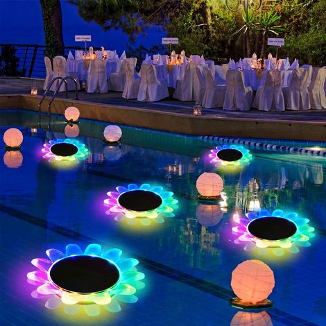 Lampe solaire flottante pour piscine et bassin LED RGB 1 lampe sans télécommande 1 pièces 13,4 × 12 × 6,6 cm 150 g – Livraison gratuite (1/5)
