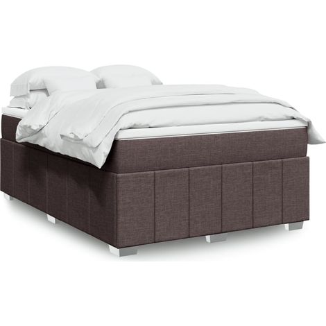 Cama box spring con colchón tela marrón oscuro 140x200 cm vidaXL (1/5)