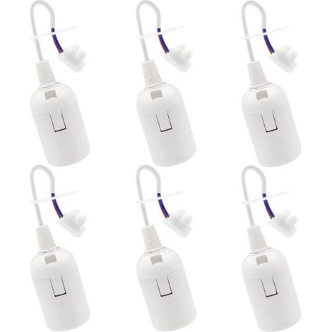 6 portalampade E27, portalampada E27, portalampada per ristrutturazione, bianco, per edilizia, con cavo, per cantiere, 4A 250V (max. 60W) (1/5)
