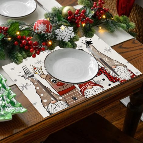 Placemat - Linen Et Coton - Isolant Et Antidérapant - Pour Table De Cuisine Et Salle À Manger - 42 X 32 Cm - Lot De 1 (1/5)