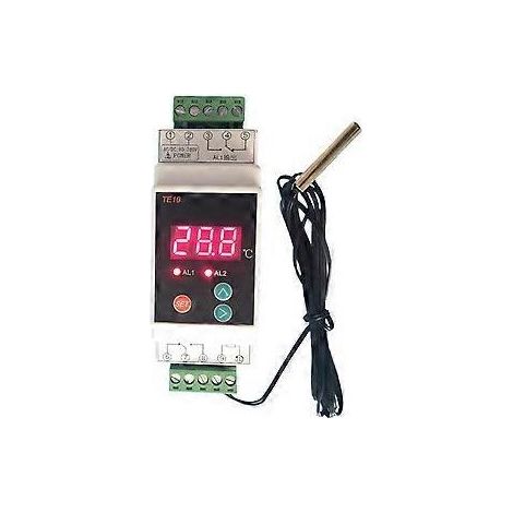 Thermostat sur rail DIN avec sortie pratique à 2 voies (-40-110 °C), alarme de température, contrôleur de sortie 7 A/250 V (1/5)