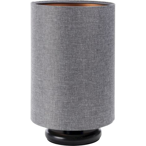 Lampe de chevet Marengo - Tissu graphite gris anthracite, intérieur cuivré, pietement noir (1/3)