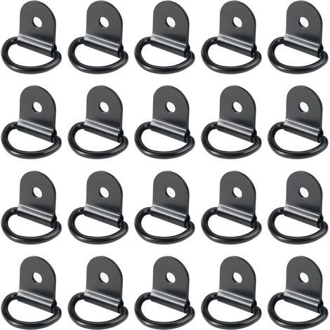 20 pièces Anneaux D'arrimage,Anneaux d'arrimage,Anneau Arrimage Iron,remorque d'anneau Montage d, Anneau d arrimage Rond pour Pliable avec Verrouillage de Charge dans Les Voitures(36 x 25 mm, Noir) (1/4)