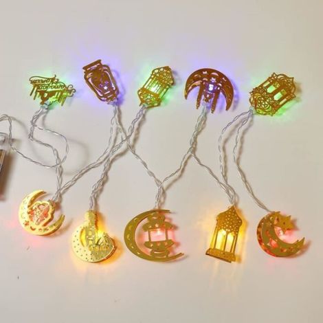 3M 20 LEDS Lumières du Festival du Ramadan, Guirlande Lumineuse Eid Al Adha d'Étoiles de Lune pour Décorations de l'Aïd (1/4)