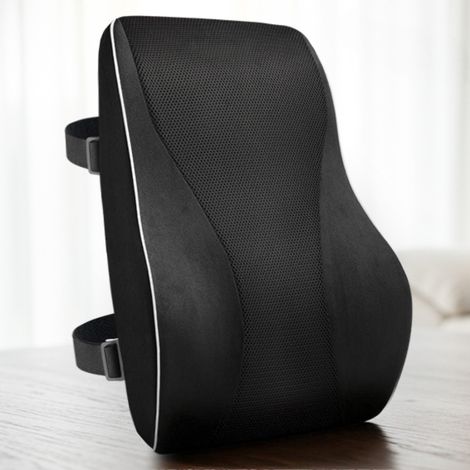 (Schwarz) Ergonomisches Lendenkissen, Rückenstütze aus Memory-Schaum, geeignet für Autositze und Stühle (1/5)