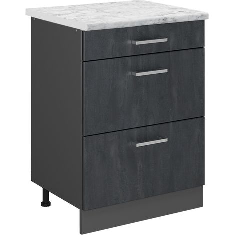 Meuble cuisine R-Line, Béton noir, 60cm PT Marbre, Vicco (1/5)