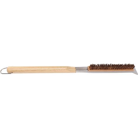 Brosse pour four à pizza avec grattoir, manche en bois amovible, brosse de nettoyage en fibre de coco pour pierre à pizza, accessoires pour four à pizza extérieur (1/5)