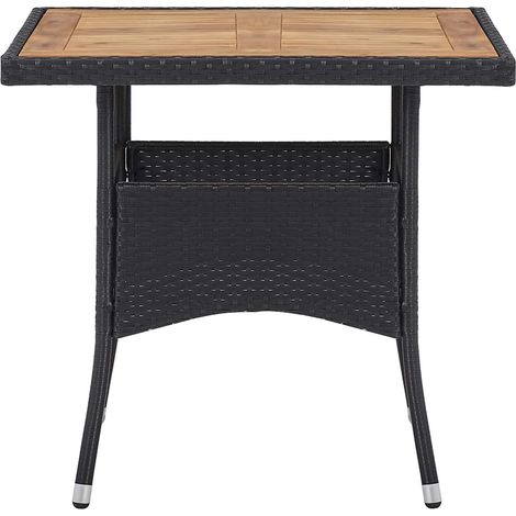 vidaXL Mesa comedor para jardín ratán sintético madera de acacia negro (1/2)