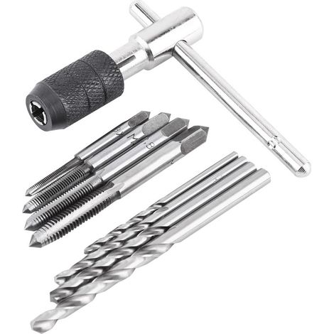 Kit de taraudage manuel 9 pièces incluant tarauds, clé en T et forets (1/5)