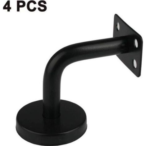 Lot de 4 supports de rampe en acier inoxydable pour escaliers muraux, fixation de rampe (noir)