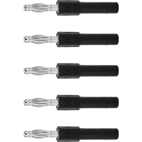 Lot de 5 adaptateurs banane 4 mm, haute connectivité et bonne conductivité, convertisseur 4 mm vers 2 mm, noir (1/5)