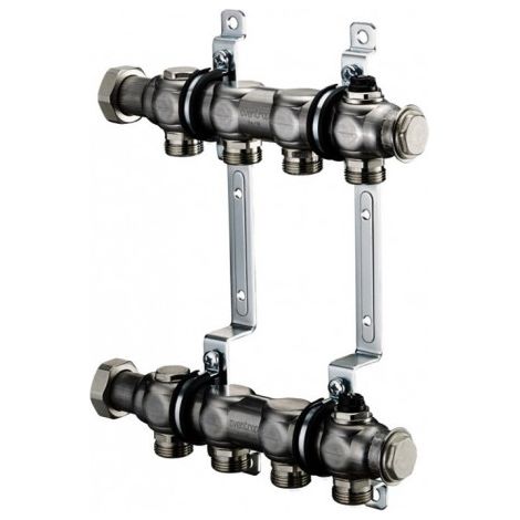 Diviseur en acier inoxydable OV Multidis SH pour raccordement de radiateur G 3/4Z AG 6 circuits