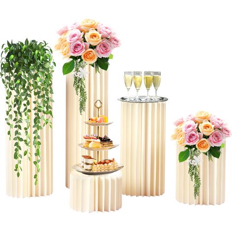 5pcs Cardboard Flowers Stands Milky White Flower Vase Stand Wedding Centerpieces (1/5)