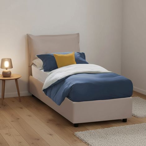 Talamo Italia Cama individual Sarah, Cama contenedor con tapizado en ecopiel, 100% Made in Italy, Apertura frontal, adecuado para colchón Cm 90x200, Tórtola, con embalaje reforzado (1/5)