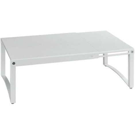 QORVA-Etagère télescopique à poser , Etagère cuisine, Extensible de 30 à 54 cm, Pieds antiglisse anti rayures, Jusqu'à 10 kg, Fer, L30-54xH15 cm, Blanc (1/4)