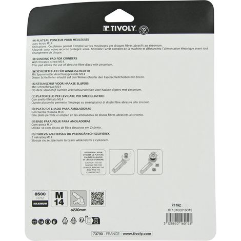 Tivoly • Platorello per Smerigliatrice • Gomma • Ø180mm • Foro M14