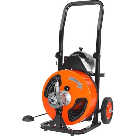 Machine à déboucher les canalisations 30m x 9,5mm, furet électrique sur roues, avec 4 couteaux et pédale pneumatique pour tuyaux 50-100mm (1/5)