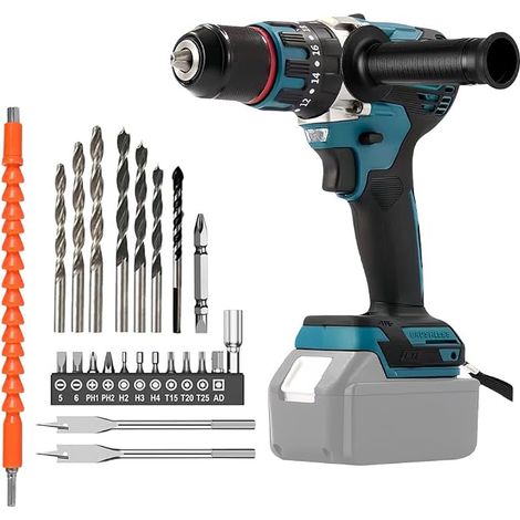18V Cordless Battery Drill (Without Battery), 120Nm Brushless Impact Driver 20+3 Torque Levels 2 Speeds with Handle and LED Light (1/5)