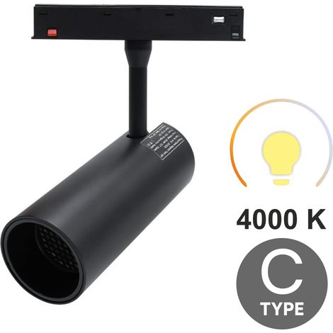 Faretto LED per binari magnetici SMART TRACK 12W 4000K neutro con connettore Type-C, 48VDC. (1/5)