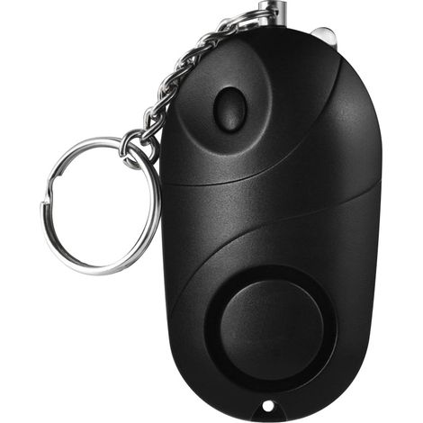 Alarme personnelle de sécurité 130dB avec lampe LED, porte-clés autonome en ABS noir compact pour défense et urgence (1/4)