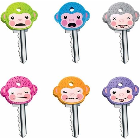 12pcs Clé Top Coloré Couvre,Couvre-clés Singe Flexible Couvre-Clés pour Identifier Facilement Les Clés de la Porte， (1/5)