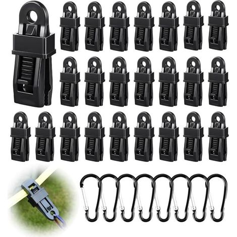 32 Piece Pool Cover Fixing Kit, 24 Cover Clips and 8 Carabiners, Cover Fixing Kit for Camping, Caravan, Picnic (1/4)