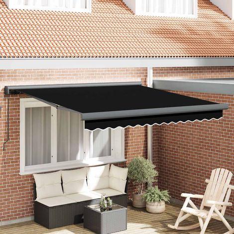 Einziehbare Markise Schwarz 300 x 250 cm Stoff und Metall