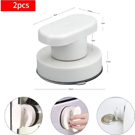 Lot de 2 poignées à ventouse pour siège de toilette, poignée de porte, tiroir à ventouse avec ventouse puissante pour porte en verre, miroir en verr (1/3)