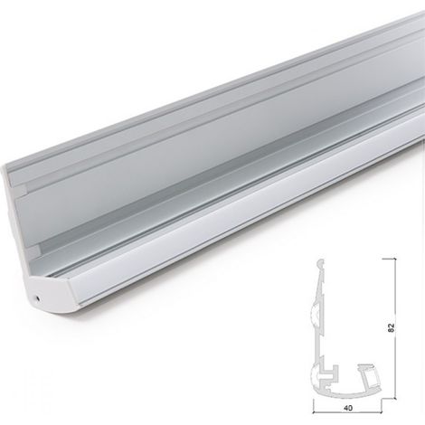 Perfíl Iluminación Escaleras - Gomas Antideslizantes - Difusor Opal x 1M