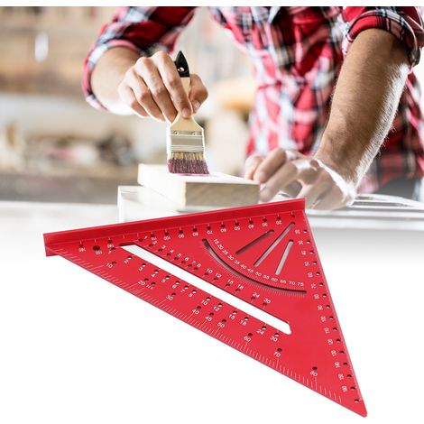 Lochwinkel, Holzbearbeitungswinkel, spezieller rechtwinkliger Lineal aus Aluminiumlegierung für die Holzbearbeitung, 90° metrischer Winkellineal, rot. (1/5)
