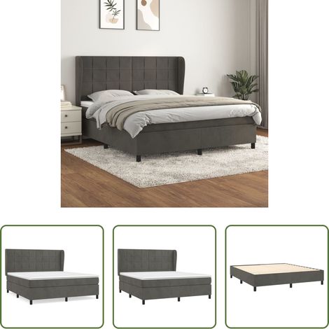 Matelas à ressorts ensachés -  Sommier à lattes de lit et matelas Gris foncé 160x200cm Velours (1/5)