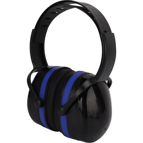 Casque antibruit de protection auditive 24 dB NRR, noir et bleu, pour la maison et les voyages. (1/5)