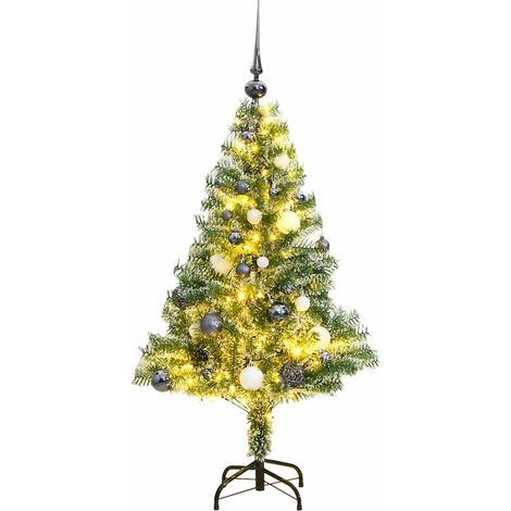 Künstlicher Weihnachtsbaum mit Schnee & Kugeln 150 LEDs 120 cm