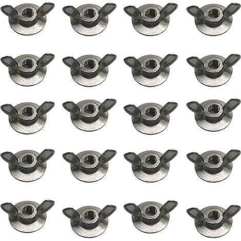 Packung mit 20 Flügelmuttern für Hurrikan-Fensterläden, 1/4-20 Gewinde, silberfarben. (1/5)