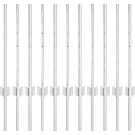 Poteau de clôture. 11 pcs Argenté 60 cm Acier (1/5)