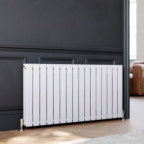 ELEGANT Designer Radiators Flat Panel 600 x 1216 mm White Double Horizontal Bathroom Heater