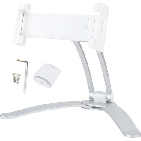2-in-1 Wand- und Tischhalterung für Smartphone und Tablet aus silberfarbener Aluminiumlegierung und ABS (1/5)