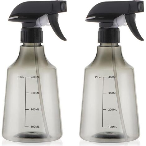 Set of 2 Water Bottles with Fine Mist Sprayer and Plant Leaves, Gray (1/5)