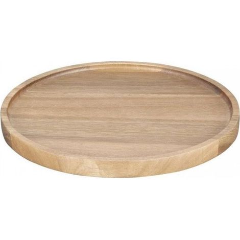 Assiette ronde rustique (H)20 x (Ø)250 mm, en bois d'acacia (1/5)