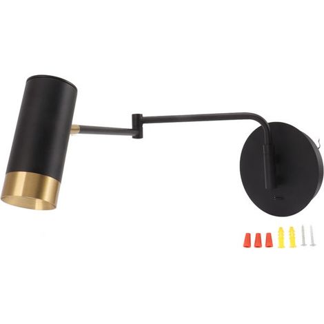 Applique murale orientable avec bras articulé réglable, luminaire de chevet pivotant pour chambre, salon, bureau de lecture, finition noire, 1 pièce (1/4)