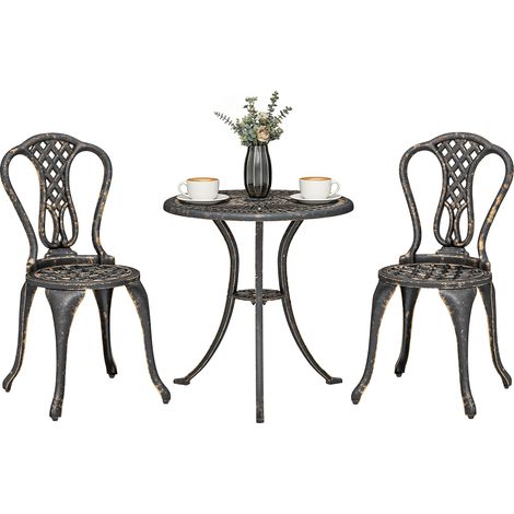 Bronze Cast Aluminium 2-Person Garden Bistro Set (1/5)