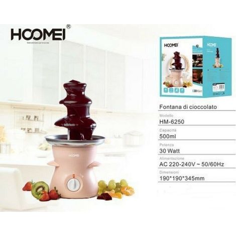 TrAdE Shop Traesio - Fontana Di Cioccolato Fuso Elettrica Cascata Cioccolato 500ml 30w Homei Hm-6250 -